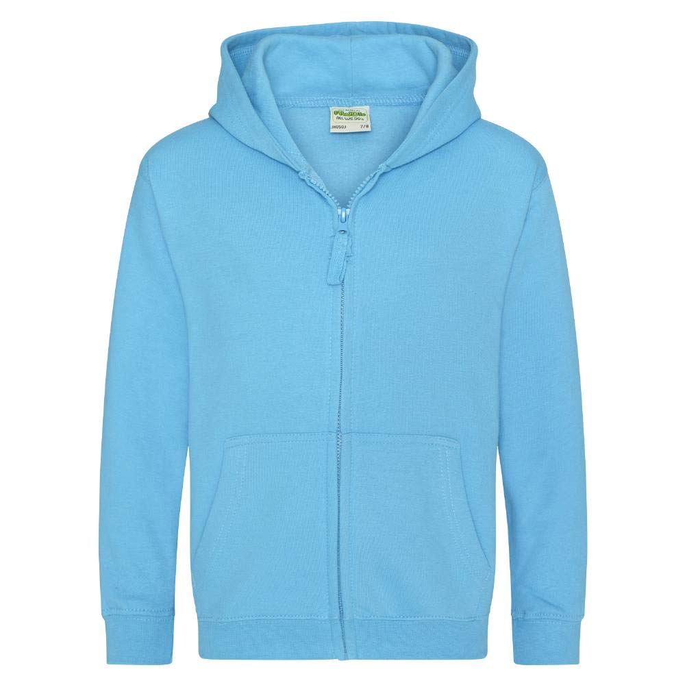 Just Hoods - Kinder Sweatjacke mit Kapuze/Hawaiian Blue, 7/8 (M)