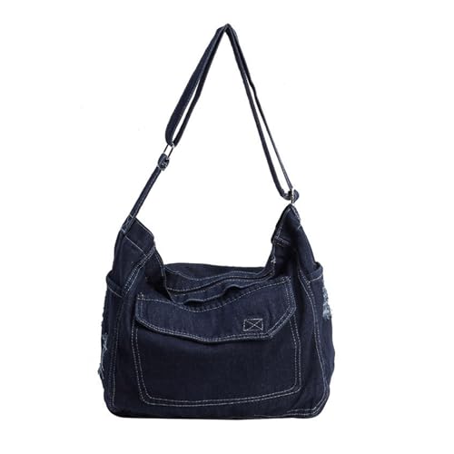 PTILSERY Damentasche mit großem Fassungsvermögen, Umhängetasche, Korea-Stil, Umhängetasche, Denim, Kuriertasche, Schultasche für Reisen, Alltag