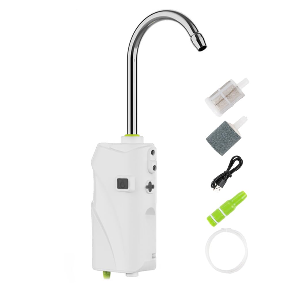 Kiudduy 3-In-1-Luftpumpe für Outdoor-Angeln, Sauerstoffanreicherung, USB, Intelligenter Sensor, Wasser-Sauerstoffpumpe, Tragbar, Intelligentes LED-Licht, Langlebig – Weiß