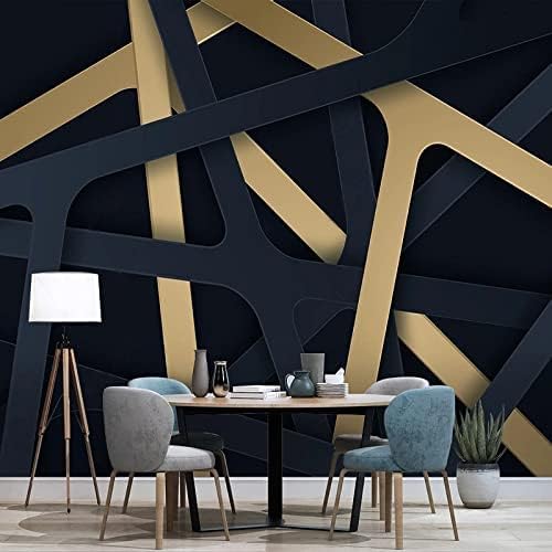 XLMING Abstrakte Geometrische Linien In Gold 3D Tapete Home Dekoration Wohnzimmer Sofa Schlafzimmer Tv Hintergrund Wand-250cm×170cm