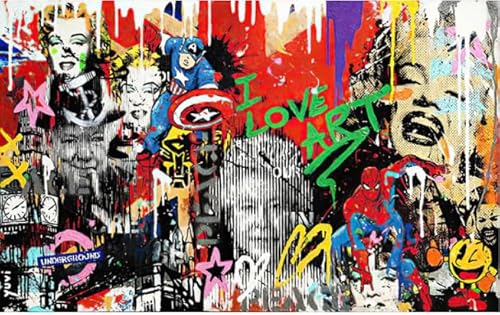 Hfmquisutron Jigsaw Puzzle 1000 Teile Mr.Brainwash. Graffiti Replica Poster for Fun Holzpuzzle Für Erwachsene Rt27Ha