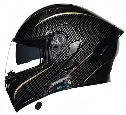 Bluetooth-Motorradhelm, ECE-geprüft, modularer Motorradhelm, für Herren und Damen, Integralhelm für Roller, Doppelvisier, für Erwachsene, Integralmotorrad I,XXL60-61CM