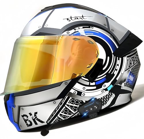 Modularer Bluetooth-Motorradhelm, ECE-Geprüft, Hochklappbarer Motorradhelm Für Erwachsene Mit Doppelvisier Für Erwachsene Männer Und Frauen L,XL61-62CM