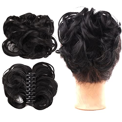 Bun Haarteile Lockige, gewellte, kurze, synthetische Haargummis for Anklipsen, Haarknoten, Haarverlängerung, unordentlicher Dutt, zerzauste Hochsteckfrisur, for Anklippen, Haarteil for Frauen Brötchen