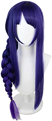 LINLINCD-Wig Anime Cosplay Anime Genshin Impact Raiden Shogun Baal Cosplay-Perücke mit gratis Perückenkappe for Halloween-Party Halloween-Karneval mit Perücke