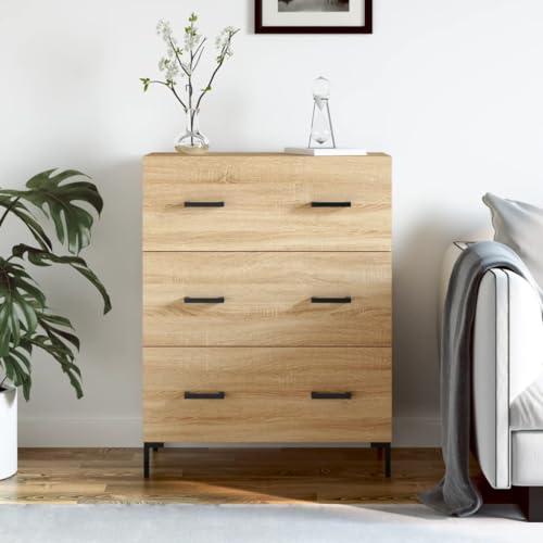 CCCINER Sideboard Sonoma-Eiche 69,5x34x90 cm Holzwerkstoff,Zeitloses Sideboard aus Holzwerkstoff mit viel Stauraum und Metallfüßen für die Moderne Einrichtung