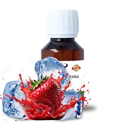 Ice Erdbeere Konzentrat Drops hochkonzentriertes Aroma Lebensmittelaroma Intensives Aroma zum Backen in Lebensmitteln & Getränken, für Diffuser Vernebler Nebelmaschinen Wassersprudler uvm. (100 ml)