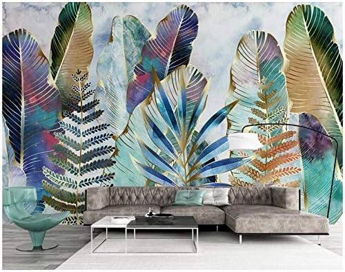 XLMING Handgemaltes Aquarell Tropische Blätter Tropisch 3D Tapeten Home Esszimmer Sofa Schlafzimmer Wohnzimmer TV Hintergrund-200cm×140cm