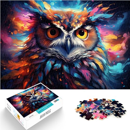 Puzzle, Lernspiele, farbenfrohes psychedelisches Eulentier, 1000 Teile, Puzzle-Geschenke, Holzpuzzle, tolle Geschenke für Weihnachten, 1000 Teile (50 x 75 cm)