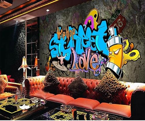 tyujlkjddlf Tapete Wandbild 3D Benutzerdefinierte Zement-Wall-Street-Graffiti-Ktv-Bar-Hintergrundwand-250Cmx175Cm