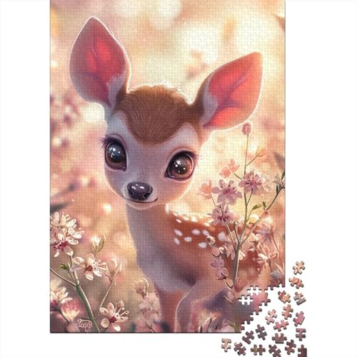 Hello Deer Puzzle 1000 Teile für Teenager-Geschenke, Holzpuzzle für Teenager, Spielspielzeug für Erwachsene, Familienpuzzle, Geschenk, 75 x 50 cm