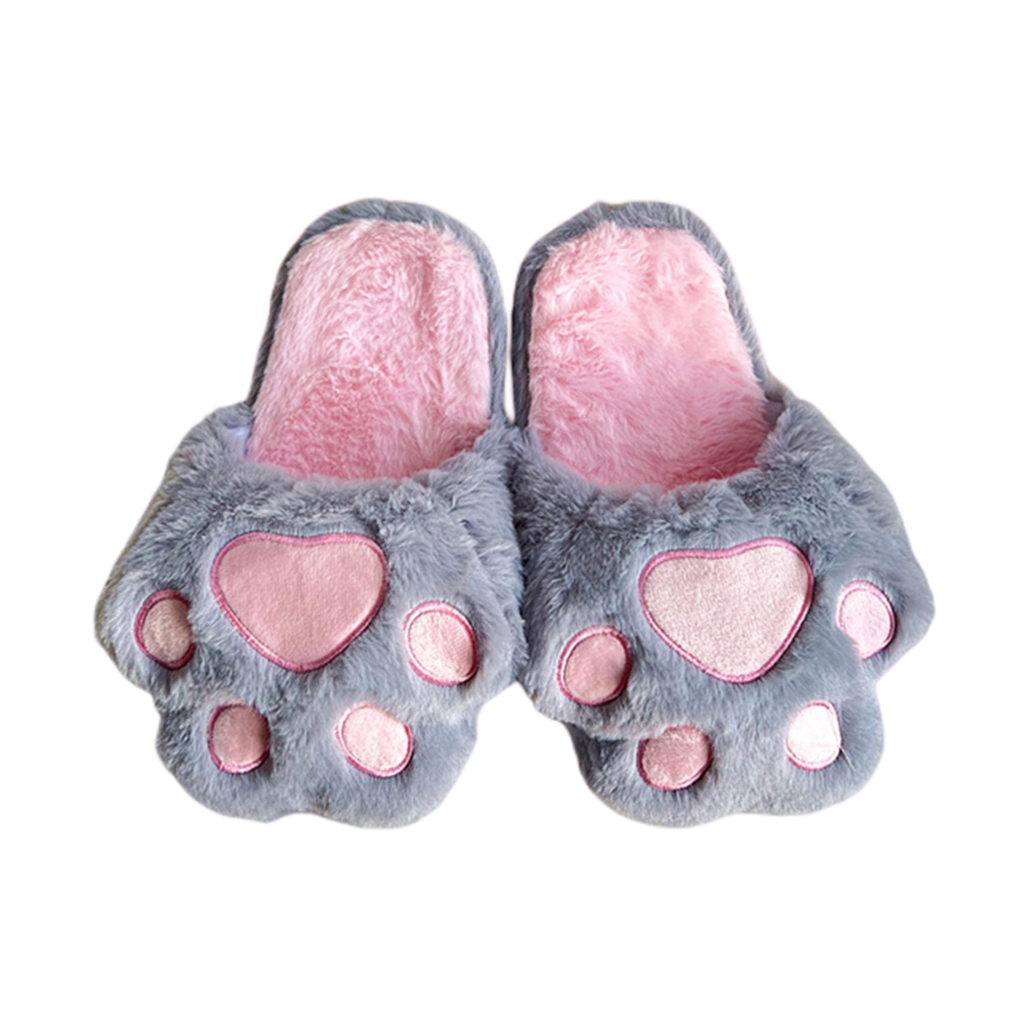 SHUIZONG Cartoon Alpaka House Weibliche Pelschchen Winter Warm Warmes Plüsch Eltern-Kind-Rutsche Innenschlafzimmer Mädchen Plüschschuhe-Gray Paw,38