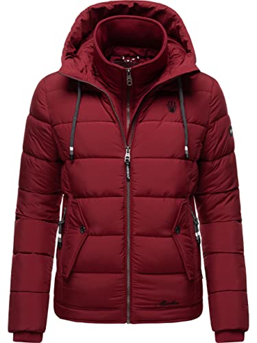 MARIKOO Damen warme Winter Steppjacke mit Kapuze Taisaa Prc Blood Red Gr. L