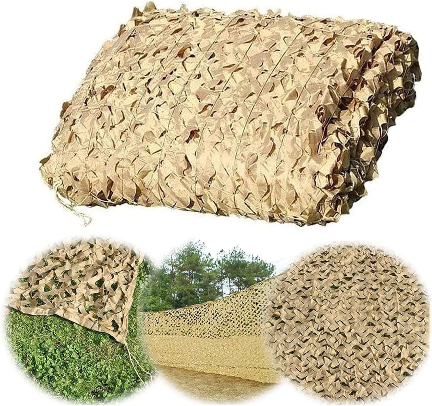 Beige Tarnnetz, Garten-Schattenmarkise, Tarnjalousien, militärisches Tarn-Schattennetz für die Jagd, Camping, Sonnenschutz, Sonnenschutz, Dekoration, 5 x 10 m