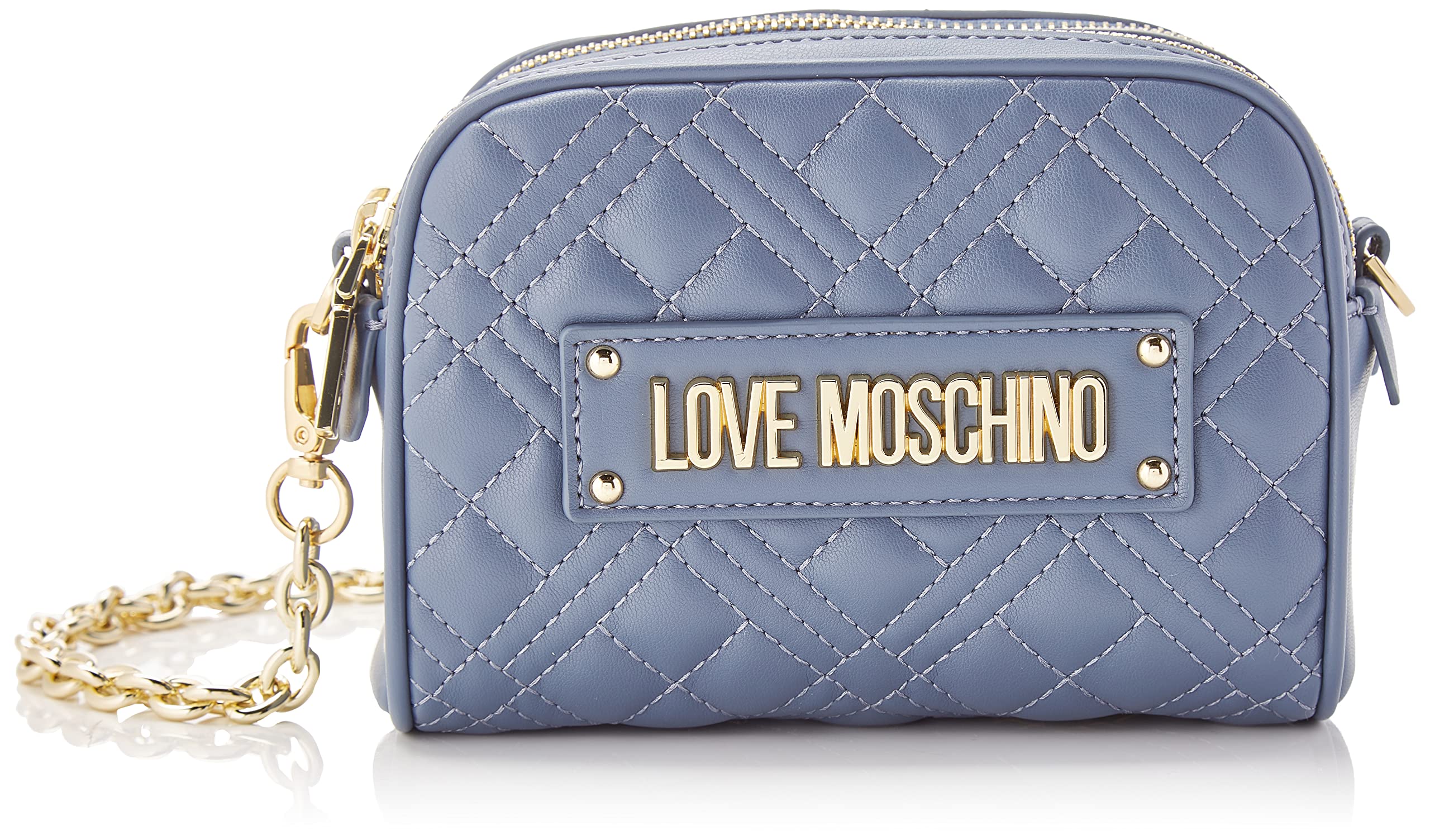 Love Moschino Damen Borsa Quilted Pu Denim Umhngetasche, Denimblau