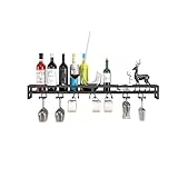 Industrielles Weinregal zur Wandmontage mit Weinglasregal, Weinflaschenhalter, Weinaufbewahrung, Wandregal für Küche, Weinhalter, Weinflaschenregale für Esszimmer, Wohnzimmer, Ba