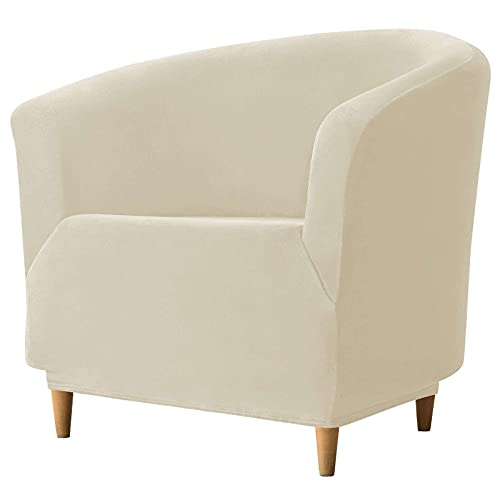 JHLD Samt Club Chair Schonbezug, Weiche Schonbezug Für Clubsessel Stretch Tub Club Stuhlbezüge Sofahusse Für Wohnzimmer Schlafzimmer-Beige-Clubsessel