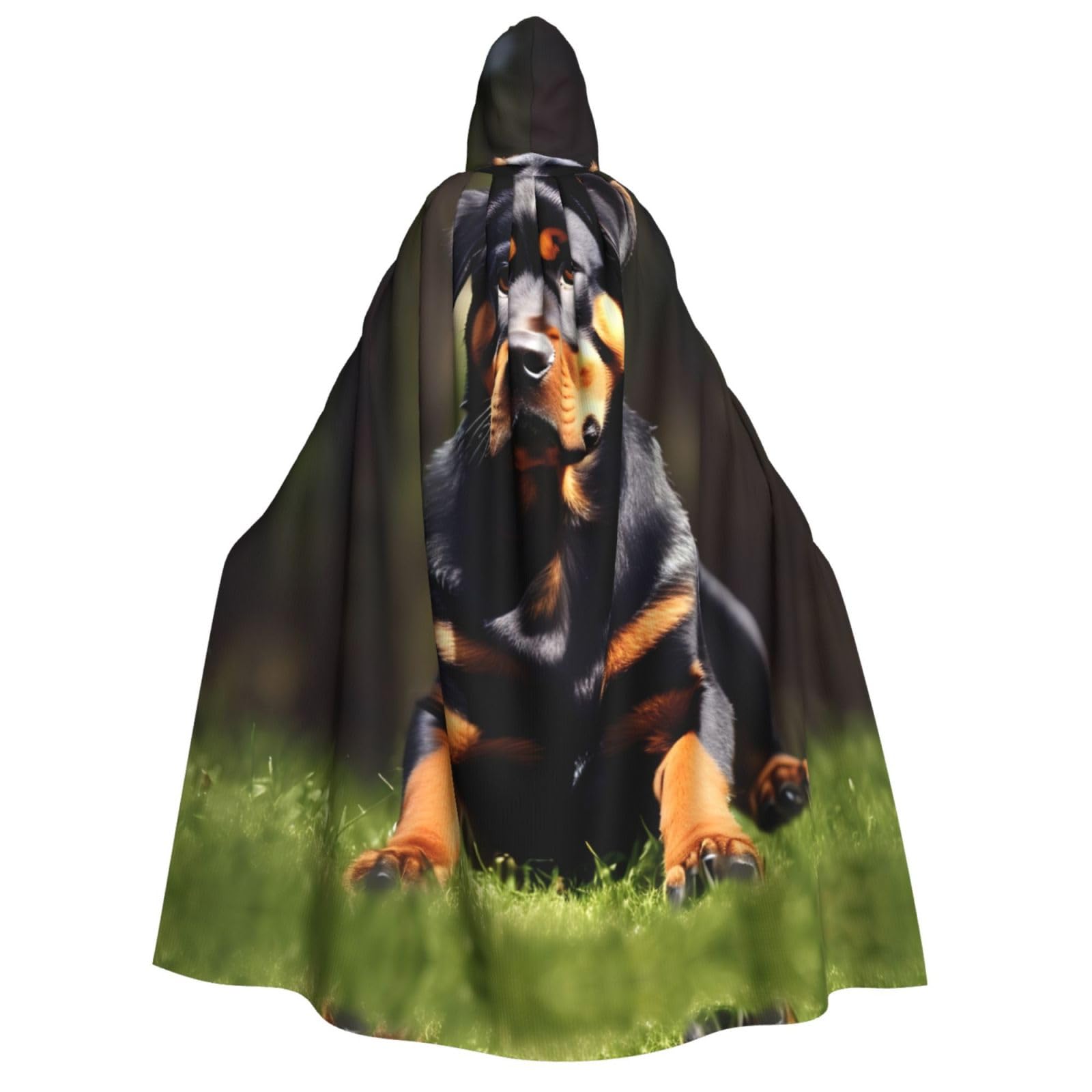 WURTON Rottweiler Unisex-Kostüm mit Kapuze, für Damen und Herren, Vampir, Halloween, Cosplay, Karneval, Mottoparty