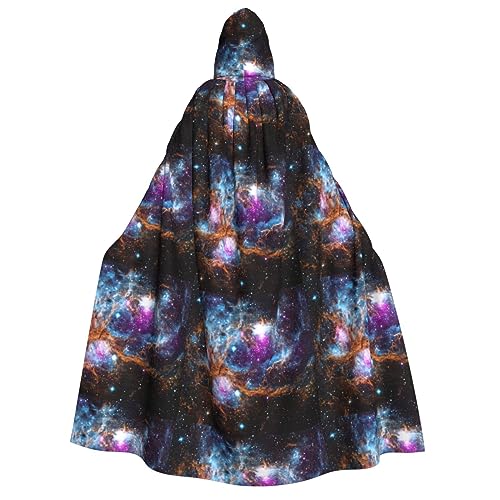 WURTON Universe Galaxy Space Print Unisex Kapuzenumhang Kostüm Damen Herren Vampir Halloween Cosplay Karneval Mottoparty