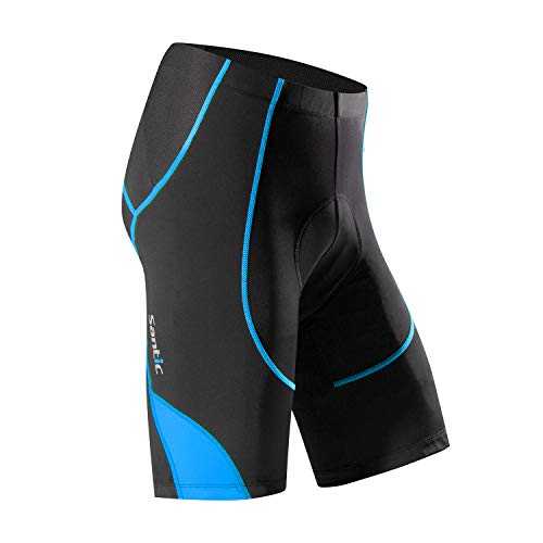 Santic Radlerhose Herren Kurz mit Sitzpolster Radhose Herren Kurz Fahrradhose Herren Gepolstert Radshorts Herren mit Polster Blau EU XL