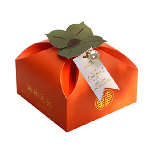 50 Stück/Packung Hochzeit Süßigkeiten Boxen Hochzeit Gute Persimmon Geschenktüten mit Dankpapier Party Geschenkboxen für Dusche Süßigkeiten Boxen für Party