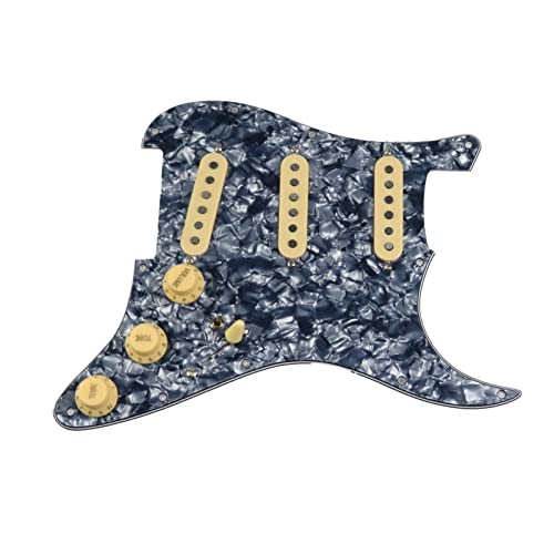 Geladenes Gitarren-Pickguard Goldener Spiegel Geladene Pickguard-Pickups Gitarre Alnico 5 Pickups SSS. Single Coils Pickups/Gelbe Pickupabdeckungen Set (Color : 16)