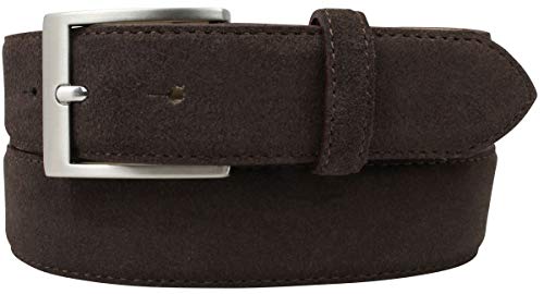 BELTINGER Gürtel aus Veloursleder 3,5 cm | Weicher Velour-Ledergürtel für Herren 35mm | Anschmiegsamer Wildleder-Gürtel | Dunkelbraun 120cm