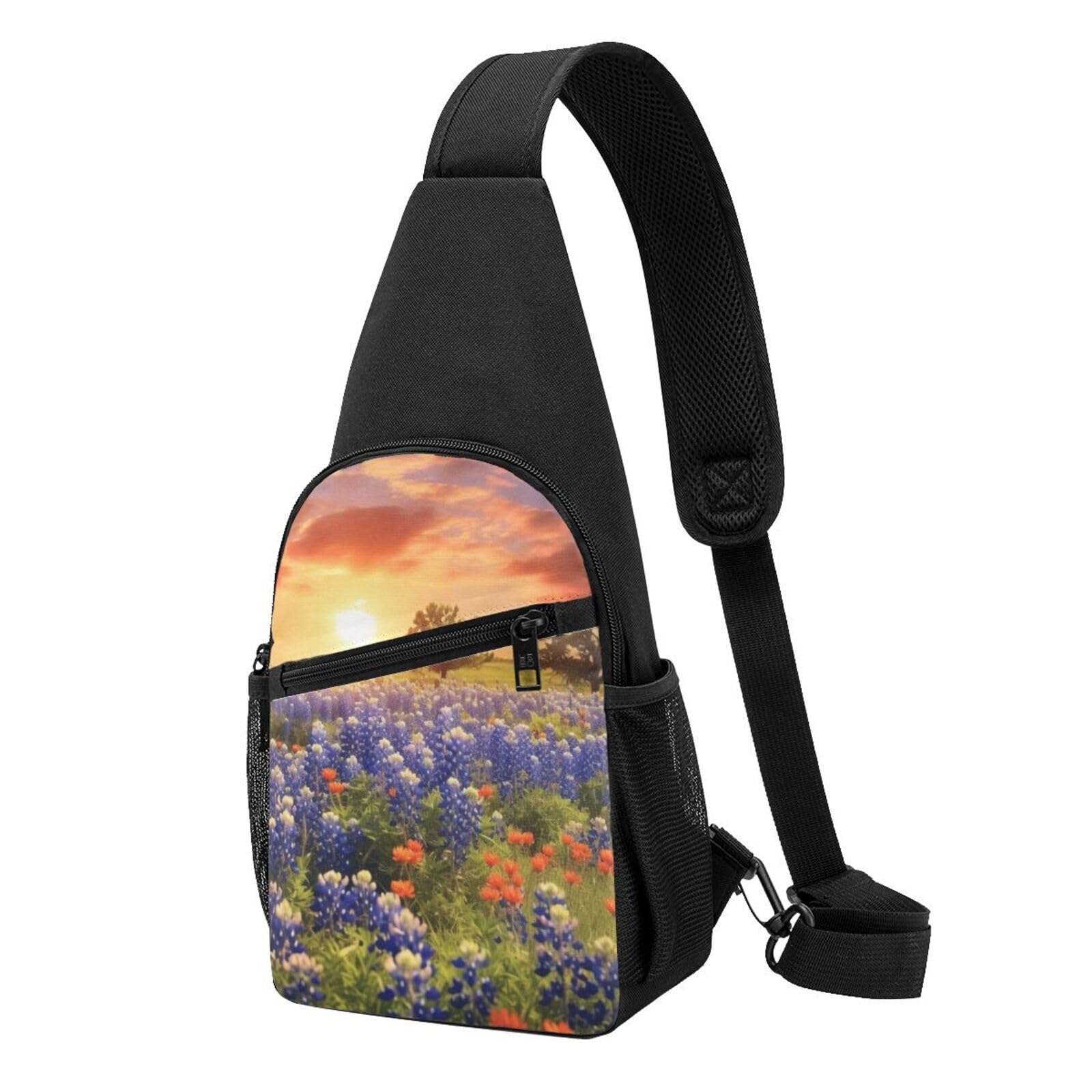 DENMER Müheloser Komfort: Tragen Sie wichtige Dinge mit unserer Texas Bluebonnets Scenery Chest Pack