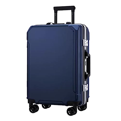 KJZQXYX Koffergepäck mit Spinnerrädern, Trolley-Koffer mit Aluminiumrahmen, zwei USB-Ladeanschlüssen, TSA-Zahlenschloss (dark blue 20 in)