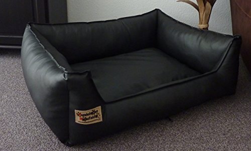 Hundebett Hundesofa Schlafplatz Kunstleder Similpelle Farbe und Größe wählbar von XS bis XXL (50 cm X 40 cm, schwarz)