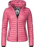 MARIKOO Damen leichte Übergangsjacke Steppjacke mit Kapuze Samtpfote Berry Gr. XS