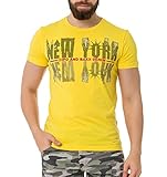 Cipo & Baxx Herren Strasssteine Print T-Shirt Kurzarm CT733 Gelb L