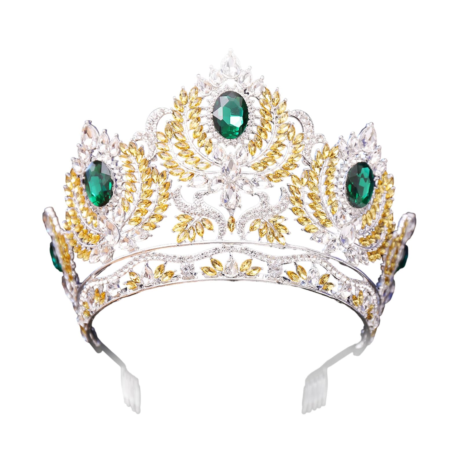 Avejjbaey Elegante Kristall-Prinzessinnen-Diademe mit sicherem Kamm, effektiver Haarschmuck für Hochzeiten, Partys und Cosplays