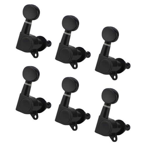 Strings Tuning Pegs Mechaniken Für Gitarre 6 Stück schwarze Stimmwirbel für E-Gitarre, Mechaniken, 6R-Stimmwirbel, Tasten, kleiner Knopf