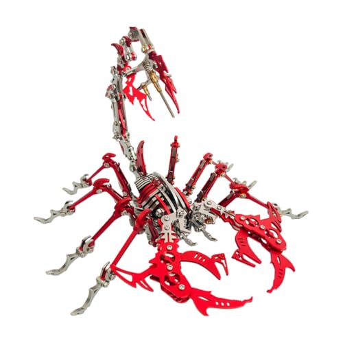 Brickddyin 3D Metal Puzzle, 430 Teile Mechanisches Scorpion King 3D Metall Puzzle Modellbausatz, Edelstahl Mechanische Insekten Tier Modell，DIY Ornament Geschenke für Erwachsene (Rot)