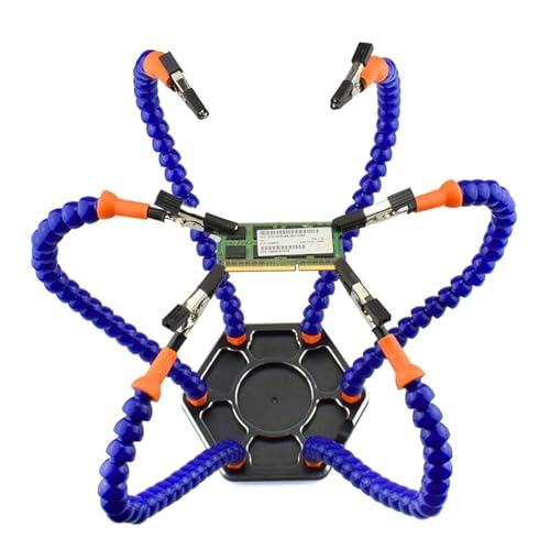 Multifunktionale helfende Hände mit 6 flexiblen Schwanenhals-Metallarmen, robuste Basis mit Lötspulenhalter, Spender, elektronische Teile