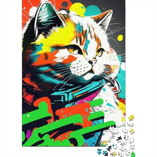 Art Cat Puzzle für Erwachsene und Teenager, 1000-teiliges Puzzle für Erwachsene Teenager, entspannendes intellektuelles Lernspielzeug, 75 x 50 cm