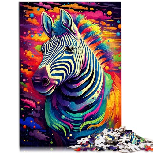 Puzzles für farbenfrohes psychedelisches Zebra-Gemälde, 1000 extragroße Teile, Holzpuzzle, einzigartige Geburtstags, 1000 Teile (50 x 75 cm)