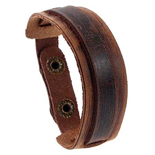 YIHANSS Armband, modisches Punk-Armband, breites Armband, schwarz-braun, Manschettenarmbänder und Armreifen für Herren, Vintage-Armband, Schmuck für Damen (Farbe: 82483, Größe: 23 cm)