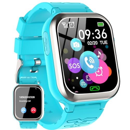 kaacly Kinder Smartwatch für Jungen Mädchen mit Telefon Anruf SOS Musik Video Kamera Schrittzähler Alarm, Smartwatch Kinder Geburtstag/Weihnachten Geschenke