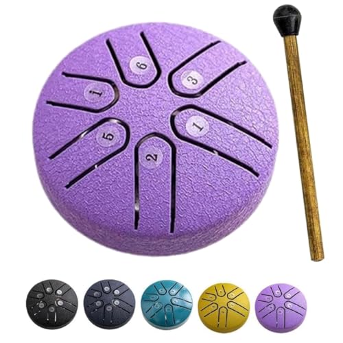 Buddha Stones Mini-Stahlzungentrommel, 6-Noten-Sorglos-Trommel, 3-Zoll-Sound-Heiltrommel-Set, Mini-Handpan-Trommel, Mini-Stahltrommel, Schlaginstrument for Meditation, Yoga, Chakra-Zungentrommel (Col