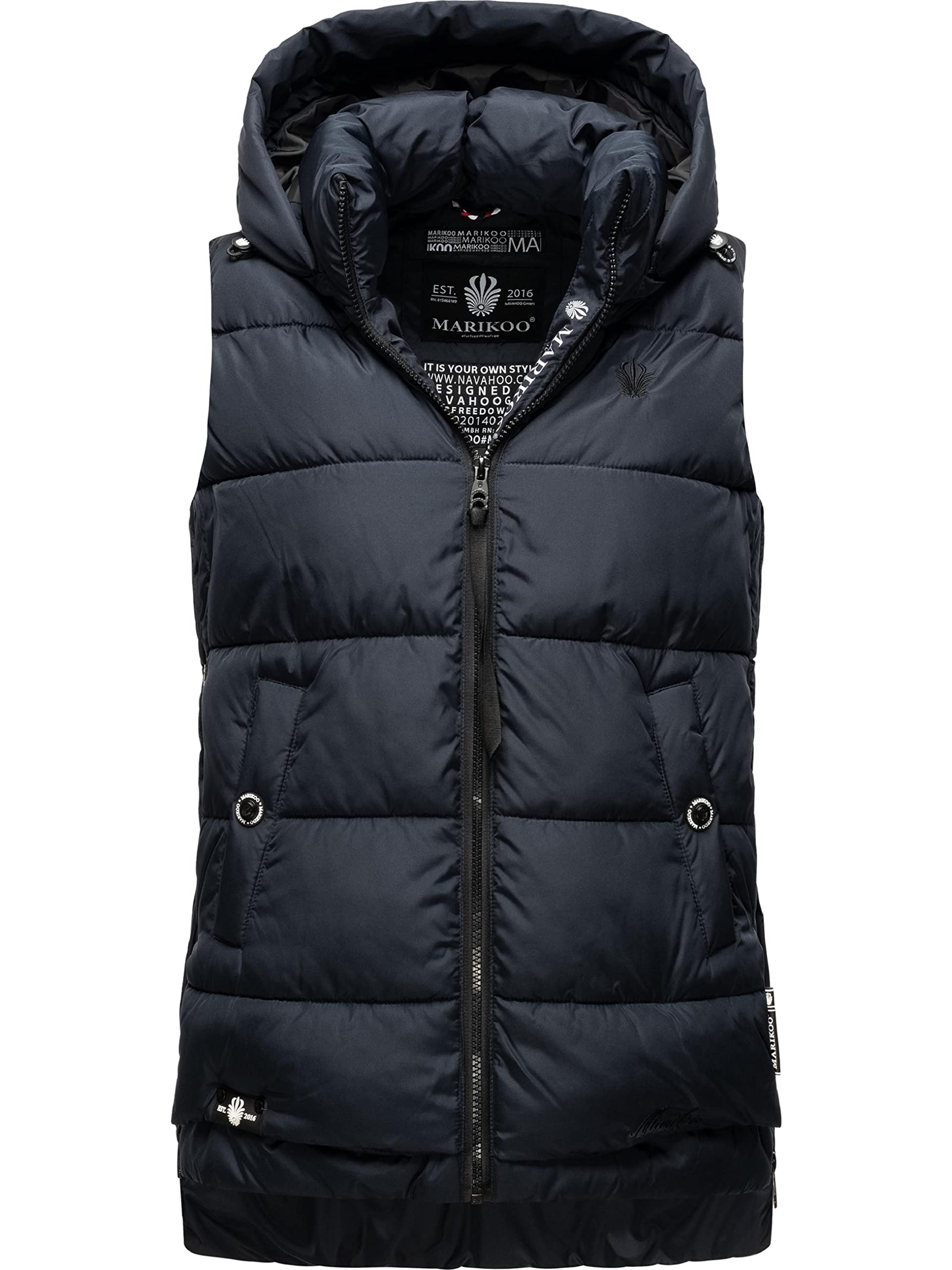 MARIKOO Damen warme Winter Steppwese mit Kapuze Zarinaa Navy Gr. M