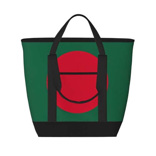 YQxwJL Isolierte Kühltasche mit Flagge von Bangladesch, großes Fassungsvermögen, Einkaufstasche, Reisen, Strand, wiederverwendbare Einkaufstasche für Erwachsene, Schwarz, Einheitsgröße