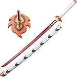 MAUXpIAO Demon Slayer Katana Tanjiro Zenitsu Inosuke Rengoku Katana Schwert Holz Ninja Schwert Anime Cosplay Holzschwert Anime Lovers Cosplay Katanas Requisiten Dekoratives Spielzeug ABS /104cm scharf