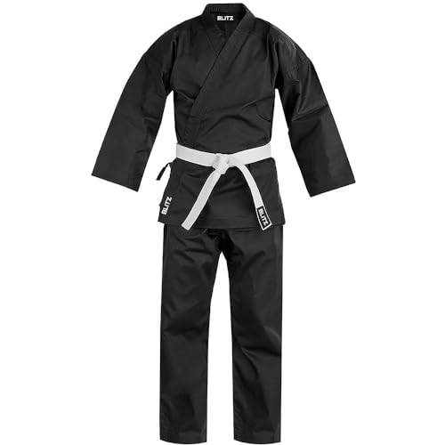 Blitz Karateanzug aus Baumwoll-Polyester-Mischgewebe, Schwarz, 3, 160 cm