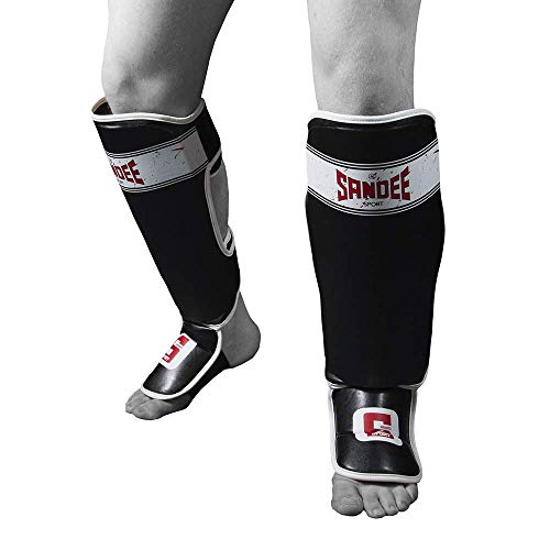 Sandee Erwachsene Sport Muay Thai Schienbein-Schoner - Schwarz - Schwarz, S/M