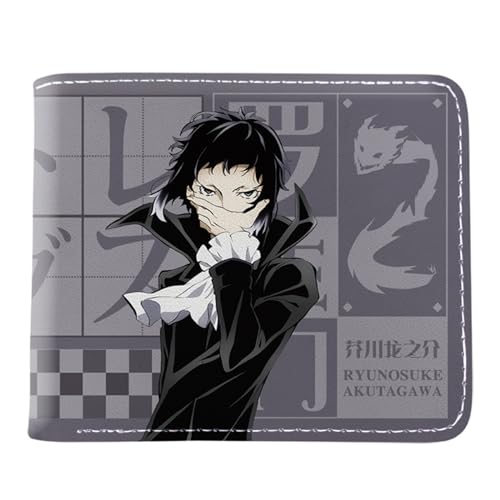 RYNDEX Bun-go STR-ay Dogs Anime Geldbeutel, Schmale Bi-Fold Kleines Portemonnaie, PU-Leder Wallet Geldbörsen mit Münzfach, für Teenager und Junge Mädchen(Color:Multicolor 3)