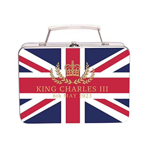 Widdop King Charles III Metalldose mit Griff, hergestellt in Großbritannien, Union Jack