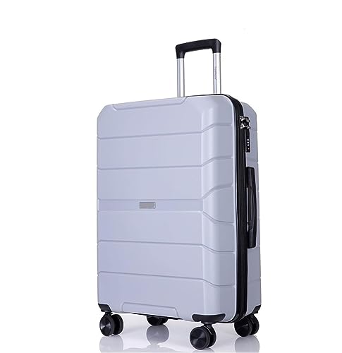 Koffer Trolley Reisekoffer Gepäck Mit Rollen, PP-Gepäcksets, Leichter Koffer Mit TSA-Schloss, Reisegepäck Koffer Gepäck Rollkoffer (Color : Silver, Size : 28in)