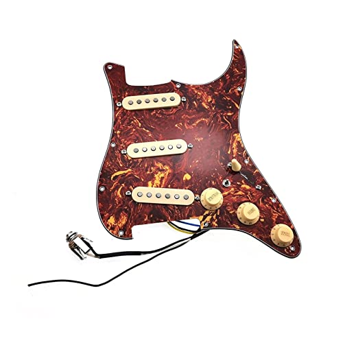 Geladenes Gitarren-Pickguard Geladene Pickguard-Pickups Gitarre-Alnico 5-Pickups SSS. Single Coils Pickups/Gelbe Pickupabdeckungen Set (Color : 02)